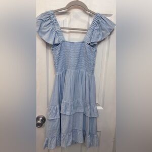 Sky Blue Ruffled Casual Dress
